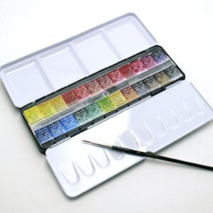 Sennelier Watercolour 24 half pans metal box and 1 brush