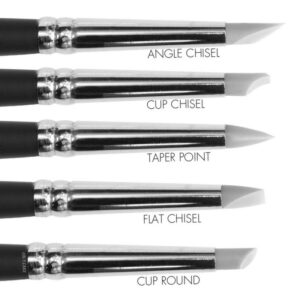 Rubber brush set of 5 small black handles