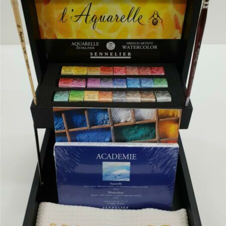Sennelier watercolour set black box 24 half pans