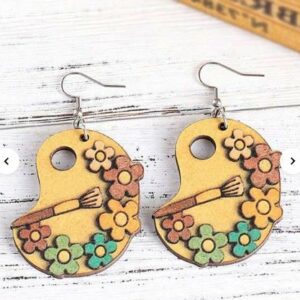 Earring Brush and Flower wooden
