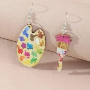 Earring Wooden colourful palette and separate brush