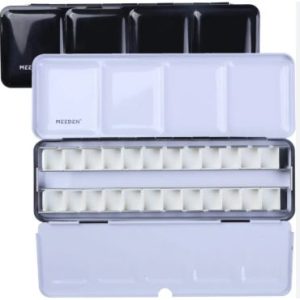 Meeden Empty Metal Watercolour Tin 24 half pans BLACK