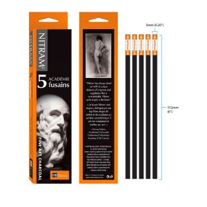 Nitram academie Fine art Charcoal 5 fusians, HB, 5mm