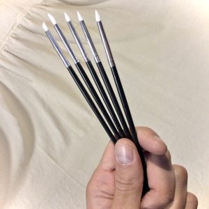 Rubber brush set of 5 VERY SMALL black handles